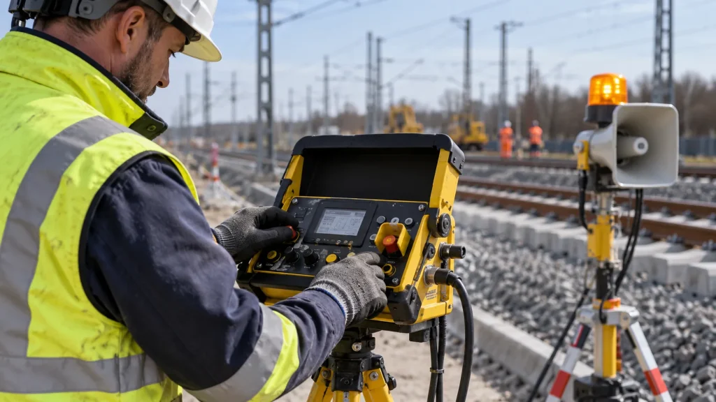 Nahaufnahme der Steuerkonsole eines automatischen Warnsystems